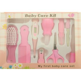 Maternal and Infant Thermometer Feeding Nasal Nasal Care 10 Piece Set Baby Manicure Clamp Nail Clipper Set (Option: Pink)