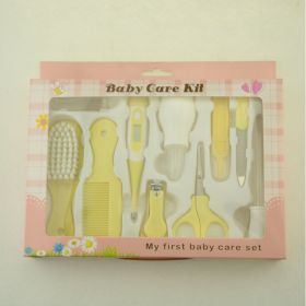 Maternal and Infant Thermometer Feeding Nasal Nasal Care 10 Piece Set Baby Manicure Clamp Nail Clipper Set (Option: Yellow pink)