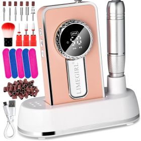 Electric 45000RPM Nail Drill Machine Rechargeable Portable Nail File Electric DIY Nail Drill Kit With Smart LCD Screen For Gel Nail Manicure And (Option: Orange)