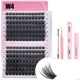 DIY Lash Extension Kit 168pcs Individual Lashes Clusters D Curl Lash Clusters,0.07D-9-16MM Kit (Option: W4 Eyelash and Tool 4Piece Set)