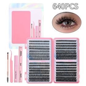 Lash Clusters, 640 Pcs Eyelashes Cluster Extensions 9-16mm Fluffy Individual Lashes 30D-60D D Curl False Eyelashes (Option: Eyelash Book and 4pcs Tool Set)
