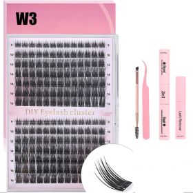 DIY Lash Extension Kit 168pcs Individual Lashes Clusters D Curl Lash Clusters,0.07D-9-16MM Kit (Option: W3 Eyelash and Tool 4Piece Set)