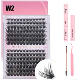 DIY Lash Extension Kit 168pcs Individual Lashes Clusters D Curl Lash Clusters,0.07D-9-16MM Kit (Option: W2 Eyelash and Tool 4Piece Set)