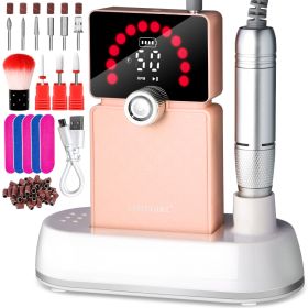 Nail Drill, Portable Electric Nail File 50000RPM, Rechargeable Nail Drill Professional With Bits & Base, For Acrylic Gel Nails, E-File Machine, M (Option: Orange)