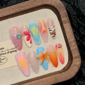 Three-dimensional Starfish Island Vacation Style Wear Nail Tip (Option: 2670 Long Pointed Round-Medium M)